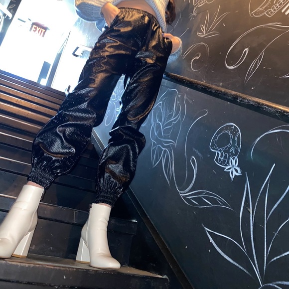 Leather Croc style Jogger Pants - Picture 1 of 3